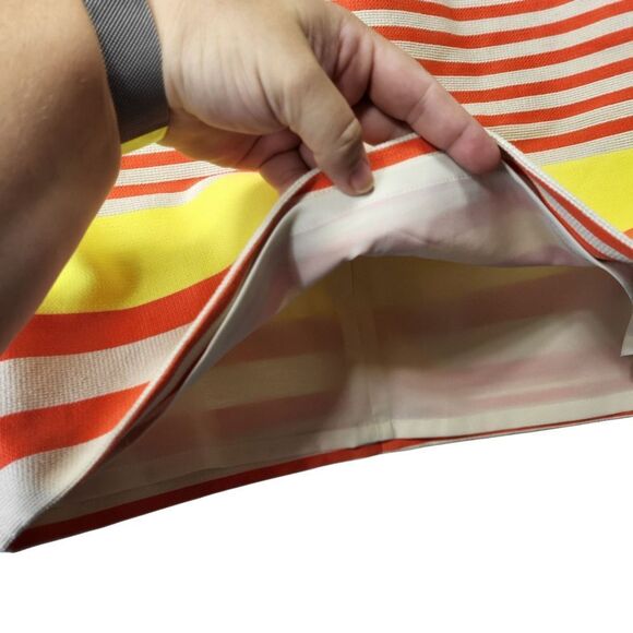 Ann Taylor Yellow Orange Striped Zip-Back Skirt - Size 10 - Picture 5 of 9